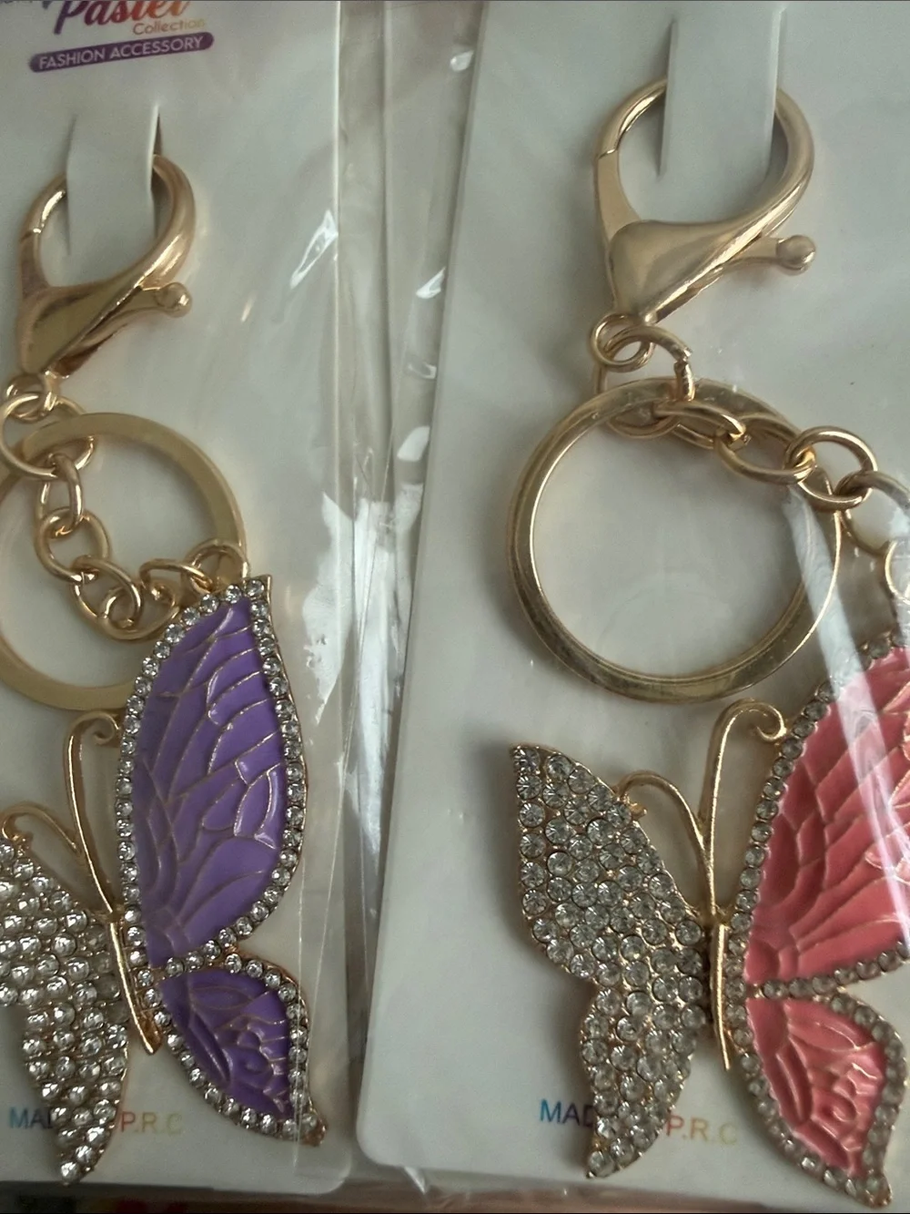 3 for $10 Enamel & Rhinestone Butterfly Keychains - Gold Tone NWT